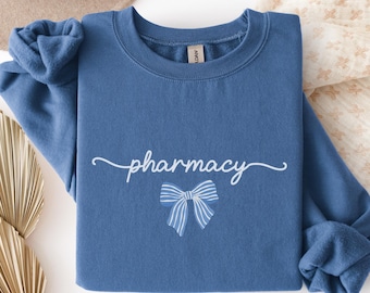 Preppy Pharmacy Technician Sweatshirt, Pharmacist Crewneck Gift, Pharm Tech Graduation Sweater, Pharmacy Week Shirt, Pharmacy College