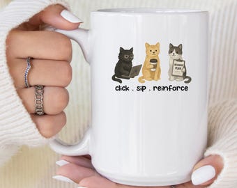 Personalisierte BCBA RBT Katzentasse | Lustiges ABA-Therapeut Geschenk | Benutzerdefinierte Name Behavior analytiker Kaffeetasse | Katzenliebhaber Angewandte Verhaltensanalytik Tasse