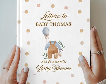 Gepersonaliseerd gastenboek voor een babyshower voor een jongen | Persoonlijke brieven aan de baby als aandenken | Herinneringsboek en inschrijfboek voor nieuwe ouders | Babyshowercadeau