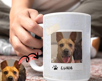 Personalized Pet Photo Mug, Custom Dog Mom Gift, Pet Portrait Cup, Cat Lover Gift, Pet Memorial Cup, Custom Dog Mug