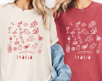 Farm Market Comfort Colors Tee, Tomato Girl Summer Amalfi Coast Lobster Sardines Oysters Shirt La Dolce Vita Coastal Aesthetic Gift, Italian