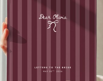 Personalized Letters to the Bride Book Bridal Shower Guest Book Burgundy Wedding Photo Guest Book Bride Keepsake Scrapbook Bride To Be Gift