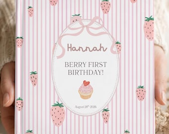 Personalized Berry First Birthday Guest Book, Strawberry 1st Birthday Memory Book, Letters to My Daughter, Baby Birthday Keepsake