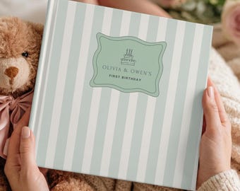 Twins First Birthday Guest Book, Personalized Baby Memory Photo Album, Letters To My Son Keepsake, 1st Birthday Party Book