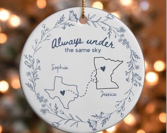 Custom Long Distance Friendship Ornament, Personalized Best Friends Keepsake Gifts For Best Friend Long Distance Gifts Sister Gift, BFF Gift