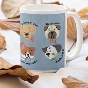 Mok apotheekpups, grappig cadeau apotheker, koffiekop hondenliefhebber, apotheker technicus afstudeercadeau, waardering apotheekstudent, mok dierenliefhebber,