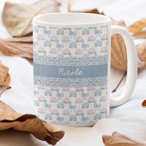 Personalized Pharmacy Tech Mug, Custom Preppy Coffee Cup, Pharmacist Graduation Gift, Grandmillennial Pharmacy Gift for Her, Tea Lover&#39;s Mug