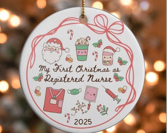 Benutzerdefinierte Krankenschwester Ornament, personalisierte RN Weihnachtsverzierung, Krankenschwester Geschenk für das erste Jahr, neue Krankenschwester Abschluss Andenken, Geschenk für die Krankenpflegeschule