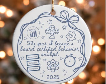 Custom BCBA Ornament, Board Certified Behavior Analyst Christmas Ornament, Personalized ABA Graduation Gift, BCBA Holiday Keepsake
