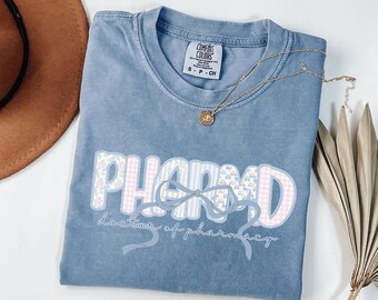 Preppy PharmD Shirt, Coquette Doctor of Pharmacy Tee, Comfort Colors Pharmacist Graduation Gift, Pharmacy Student Tshirt, PharmD Grad Shirt