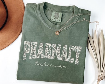 Pharmacy Tech Shirt, Comfort Colors® Camoflauge  Pharm Tech Pharmacy Graduation Gift Pharmacist T-Shirt Varsity Style Pharmacology Student