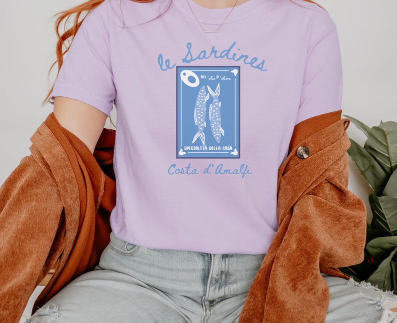 Sardines Shirt, Canned Fish T-Shirt, Gift for Foodie and Chef, Gift for Italian Lovers, Amalfi Coast Shirt, Comfort Colors Shirt, Italy Trip