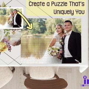 Personalized Wedding Photo Jigsaw Puzzle, Custom Bride And Groom Photo Puzzle, Wedding Anniversary Gift, Wedding Puzzle Gift, Newlywed Gift