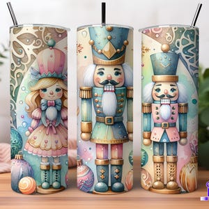 Nutcracker Christmas Tumbler, 20oz 30oz Skinny Tumbler with Lid and Straw, Insulated Tumbler, Festive Drinkware, Holiday Nutcracker Cup