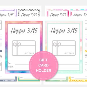 Porta tarjetas de regalo - Feliz 15 de marzo - ¡Descarga instantánea en PDF! ¡10 opciones de diseño incluidas! Agradecimiento por la temporada de impuestos. Porta tarjetas de regalo imprimibles.