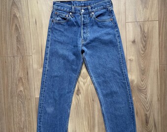 Jean Levi's 501 W28 L30 Vintage Denim Straight Washed Y2k 90s Blue