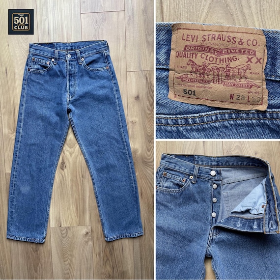 Jean Levi's 501 W28 L30 Vintage Denim Straight Washed Y2k 90s Blue