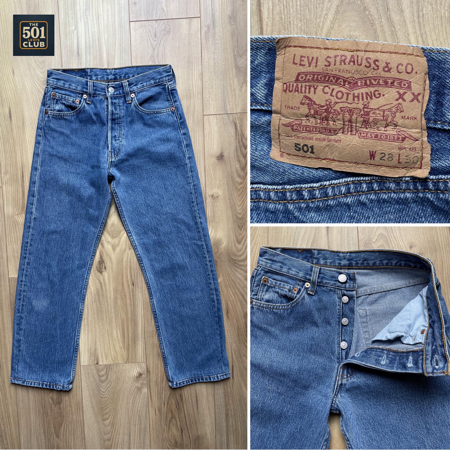 Jean Levi's 501 W28 L30 Vintage Denim Straight Washed Y2k 90s Blue
