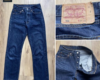 Waist 25 Leg 32 90s 501 Levi Jeans Vintage Faded Blue Mid Wash