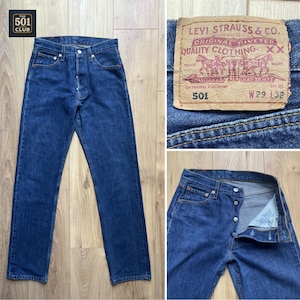 Jean Levi's 501 W29 L32 Vintage denim rakt tvättad y2k 90-talsblå highrise unisex knappgylf blekt autentisk retro
