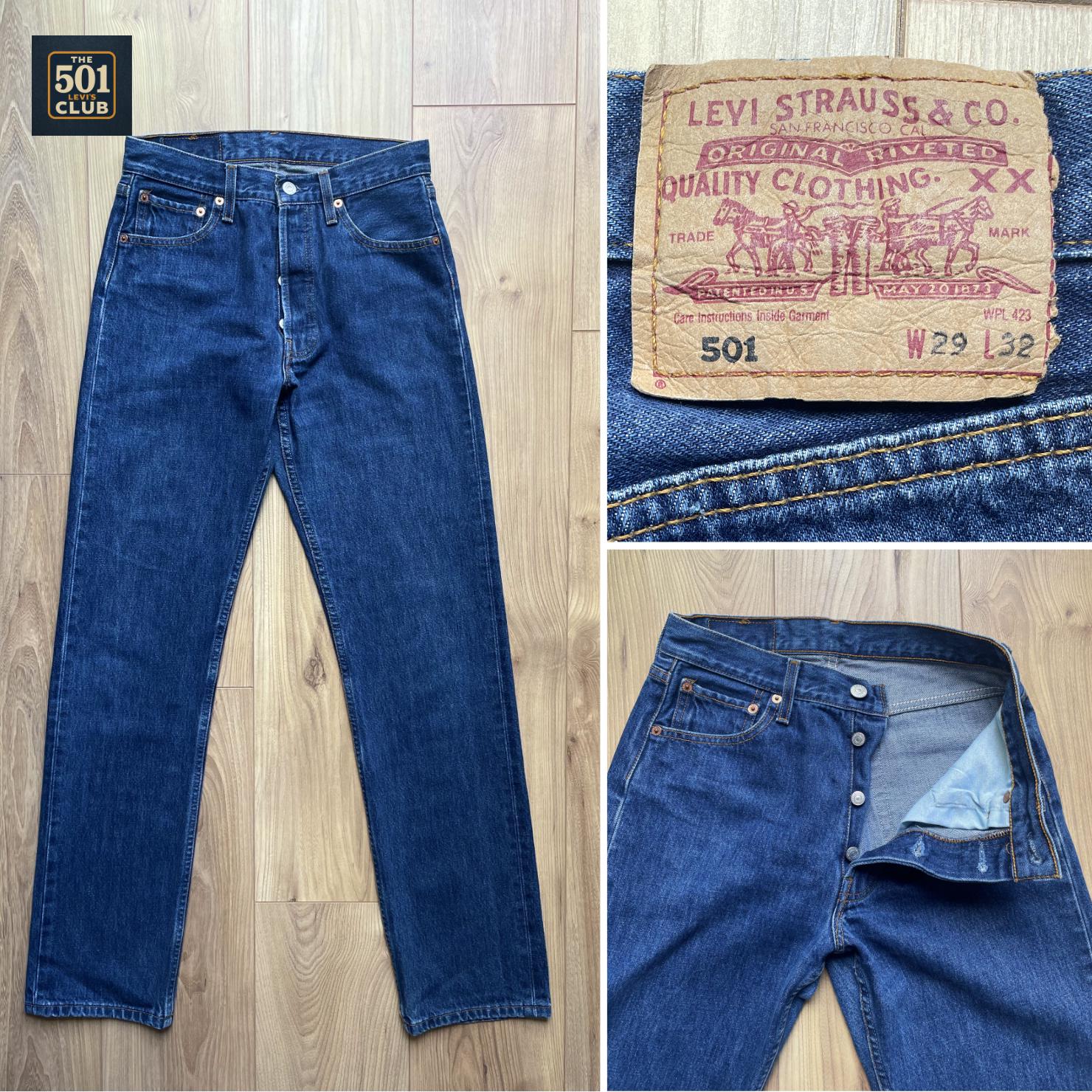 Jean Levi's 501 W29 L32 Vintage Denim Straight Washed Y2k 90s Blue