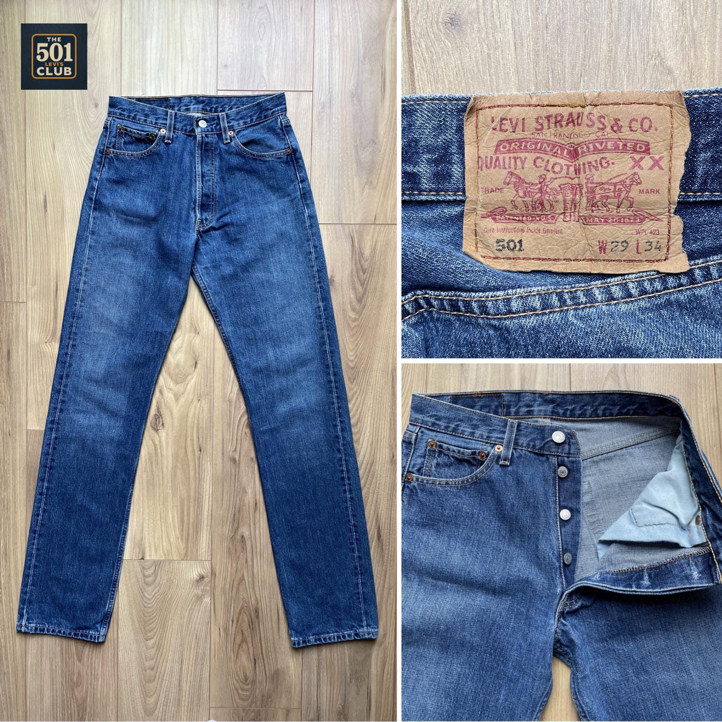 Jean Levi's 501 W29 L34 ヴィンテージデニム ストレートウォッシュ