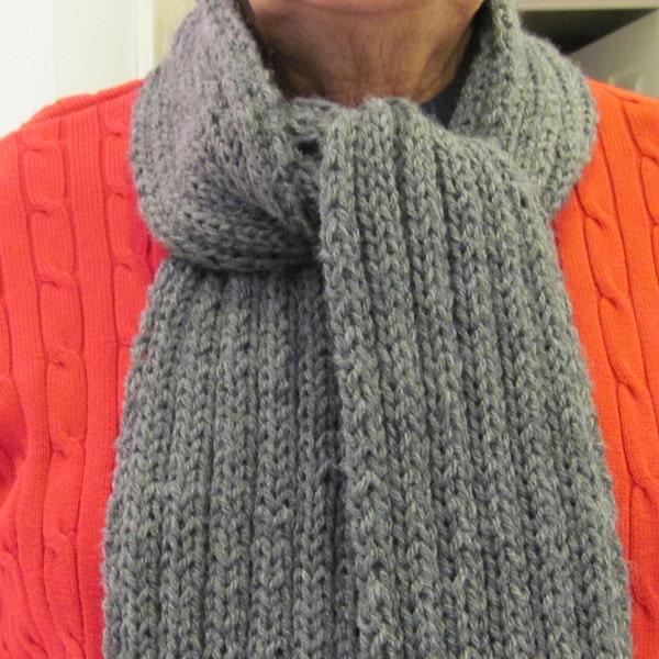 Mens,adult ,business scarf ,hand knitted in oxford grey,very long length