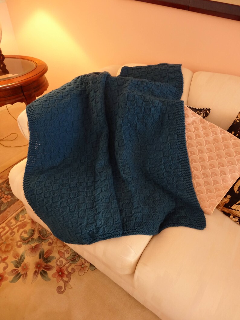 Handknitted WHEELCHAIR Afghan/lap Robe, Teal, Special Needs, Twin 38 by