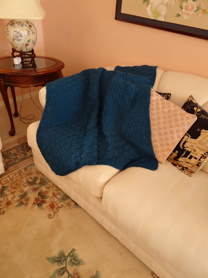 Handknitted WHEELCHAIR Afghan/lap Robe, Teal, Special Needs, Twin 38 by