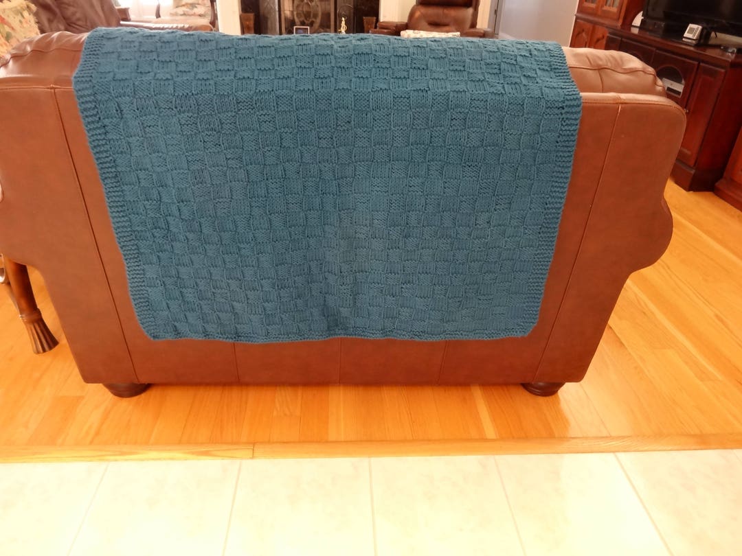 Handknitted WHEELCHAIR Afghan/lap Robe, Teal, Special Needs, Twin 38 by