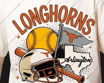 Texas Longhorn Baseball Png SVG: Texas Colleges Team Spirit Game day Design Digital File