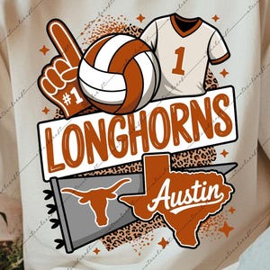 Longhorn SVG Volleyball PNG: Texas College Team Spirit Design (Digital Download)