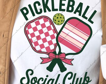 Pickleball Social Club-ontwerp: preppy clipart-png-SVG (digitale download)