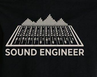 Ingeniero de sonido SVG PNG, diseño de mesa de mezclas de audio, archivo de corte para camiseta de productor musical, regalo de técnico de sonido svg DXF, Cricut Silhouette