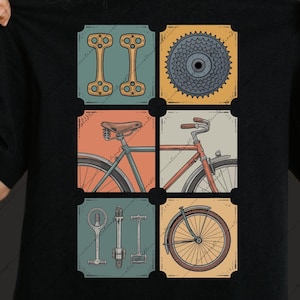 Bicycle PNG SVG, Vintage Retro Bike Clipart, Cycling Parts Design, Floral Bicycle SVG, Digital Download Bike Art for Shirts & Mugs