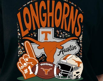 Longhorn PNG, school Mascot football SVG: Texas City Team Spirit Shirt Design (Digital Files)