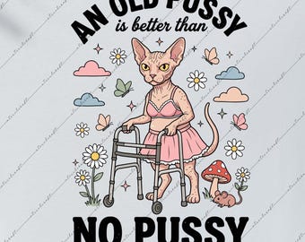 Humor sucio y divertido para adultos PNG Una vieja gata es mejor que ninguna... archivo SVG grosero, regalo de broma meme de moda Descarga digital