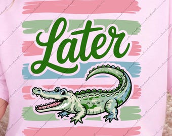 Nos vemos luego Caimán PNG SVG / Silueta de caimán / Arte de animales de pantano / Arte infantil de caimanes / Lindo cocodrilo Descarga digital