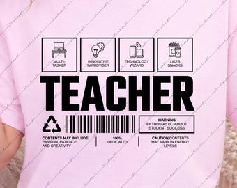 SVG PNG para profesor, diseño divertido de etiqueta de envío para profesor, SVG para camiseta de agradecimiento al profesor, archivo de corte para profesor multitarea, Cricut Silhouette