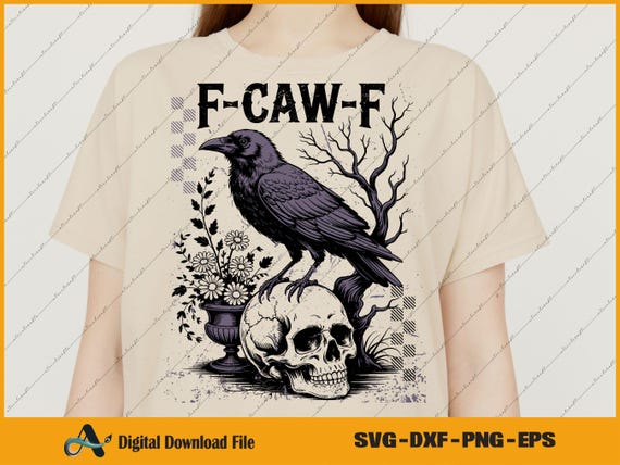 Funny Gothic Raven PNG: Spooky Halloween Crow SVG (Digital Download 300 DPI)