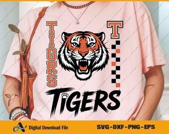 Tigers SVG | Tiger Mascot Tiger Head PNG | Fierce Tiger PNG | Tiger Sublimation | Hand Drawn Tiger Download
