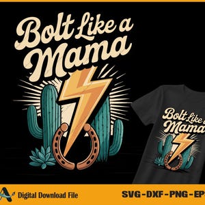 Retro Mama Blitz Design: Kariert Western PNG SVG (Digital Download)