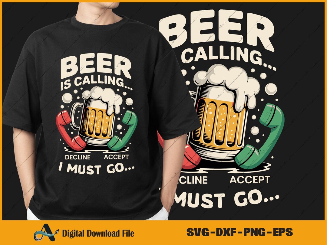 Funny Beer is Calling SVG PNG: Day Drinking Clipart Design (digital ...
