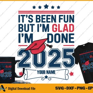 Diseño de camiseta de graduación con nombre personalizado 2025: SVG PNG (archivo digital)