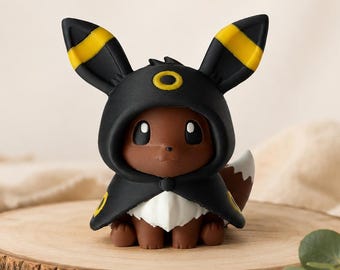 Umbreon Poncho Eevee Figure | Cute Eevee Collectible Figure | 3D Print | Gift Idea for Collectors | Pokémon Figure