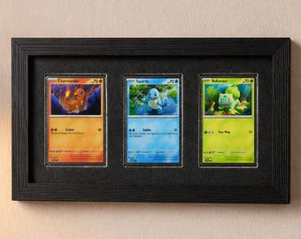 Pokémon Card Frame for 3 Magnetic Cases | Wood Look | 3D Printed | UV-Protected Front Panel | Wall & Tabletop Display | Gift Idea for Collectors
