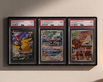 Magnetic PSA Card Frame | Wall Display for 3 PSA Slabs | Wall Mount & Stand | Expandable Trading Card Display | Gift Idea
