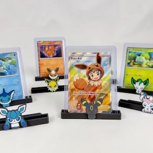 Eevee-themed trading card holder | Card holder | TCG card holder | Eeveelutions | Toploader | Magnetic case & PSA/Beckett/CGC/AOG