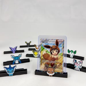 Porta-cartões colecionáveis com tema Eevee | Porta-cartões | Porta-cartões TCG | Eeveelutions | Toploader | Estojo magnético e certificado PSA/Beckett/CGC/AOG