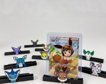 Eevee-themed trading card holder | Card holder | TCG card holder | Eeveelutions | Toploader | Magnetic case & PSA/Beckett/CGC/AOG